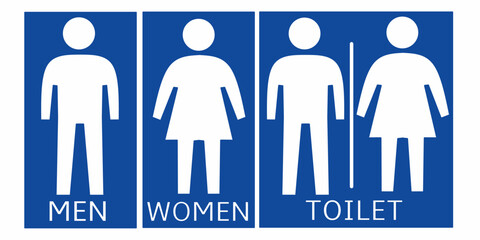 Toilet sign public signage symbol man and woman in  blue color