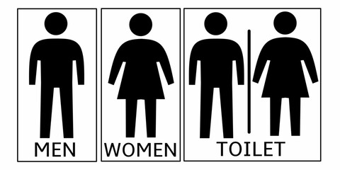 Toilet vector icons set, male or female restroom wc
