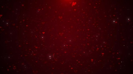 Valentines day heart bokeh particles sparkling stars love animation, shiny glitter heart, valentine marriage, dark red gradient background anniversary, mother's day, marriage, invitation ecard 3D 45K - Powered by Adobe