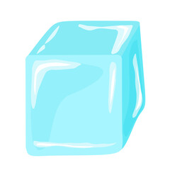  illustration of a single ice cube with glossy highlights. Suitable for science, weather, or food-related themes