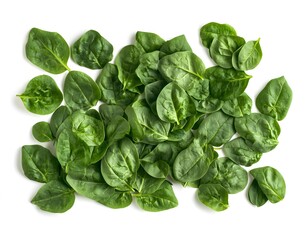 Obraz premium Fresh green spinach leaves on white background