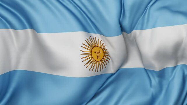 Argentina flag swaying in the wind, endless cycled loop video background