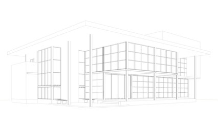 3D illustration of building project