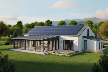Modern Sustainable Home with Solar Panels and Sunroom Addition