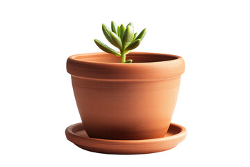 Obraz premium Solitary Succulent: A vibrant succulent sprouts from an earthenware pot, embodying resilience and natural beauty. A symbol of simple elegance.
