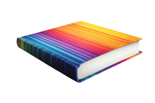 The Spectrum of Knowledge: A vibrant, vividly colored book, its pages promising a world of learning and exploration, resting against a pristine background, evoking the promise of discovery.