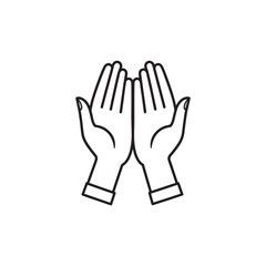 Line Drawing of Two Hands in a Blessed Gesture Outline symbolizing hope, prayer, or blessing