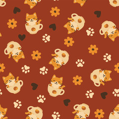 Cats and Paws on Red