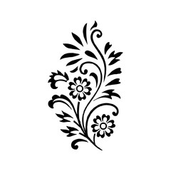 floral design element, Seamless Black and White Floral Pattern – Elegant Vintage Style Botanical Design