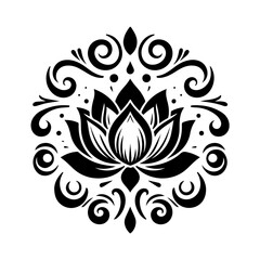 floral design element, Seamless Black and White Floral Pattern – Elegant Vintage Style Botanical Design