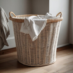 Laundry basket wicker storage hamper clothes organization home decor interior design