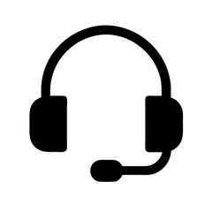 Gaming headset vector icon black minimal audio gear with microphone