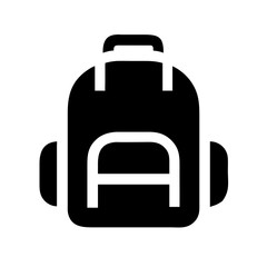 Fototapeta premium Black travel backpack icon flat minimal vector for outdoor gear