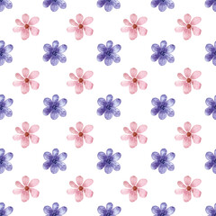 Seamless flower pattern minimalist repeating floral background with watercolor flowers. Fabric wallpaper print texture. Perfectly for backdrop, wrapped paper.