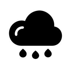 Black rainy weather icon flat vector cloud with falling rain