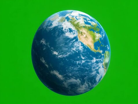 3D spinning Earth animation on green screen for global, science, or education video design