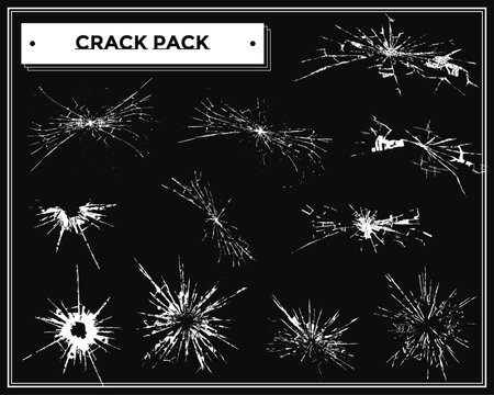 割れたガラス風のグランジ素材セット
