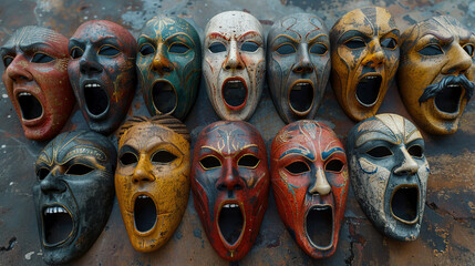 Authentic Greek Theatre Masks: A Spectrum of Emotions
