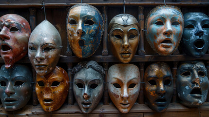 Authentic Greek Theatre Masks: A Spectrum of Emotions