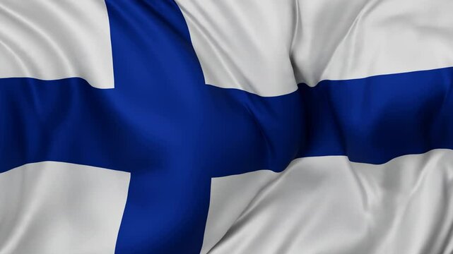 Finland flag swaying in the wind, endless cycled loop video background