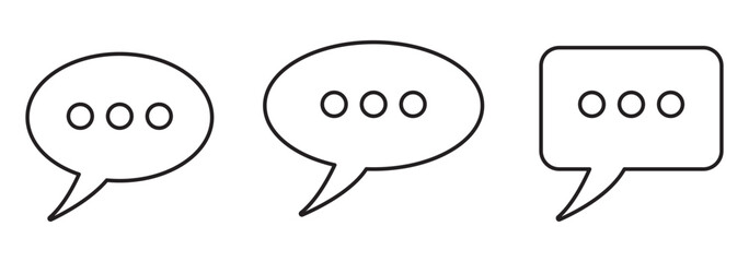 Set of speech bubble icons. Dialogue symbol, chat message bubbles. Talk bubble, communication, message. Comment, social media message. Vector.