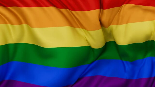 LGBT movement flag also Gay Pride flag swaying in the wind, endless cycled loop video background