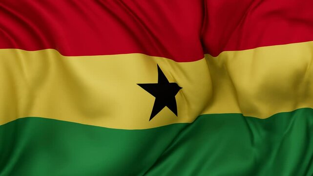 Ghana flag swaying in the wind, endless cycled loop video background