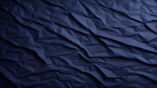 Abstract Dark Blue Crumpled Paper Sheet Texture Background Detail