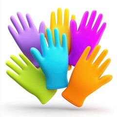 Fototapeta premium Colorful rubber gloves arranged in a circular pattern.