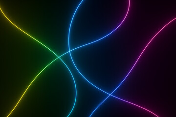 Vibrant Neon Lines Abstract Background Design featuring glowing colorful curves and a dark backdrop ideal for modern presentations websites and digital art projects.