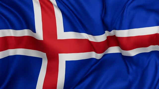 Iceland flag swaying in the wind, endless cycled loop video background