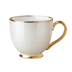 Elegant White Porcelain Cup with Gold Accents for Tea and Coffee in Minimalist Style