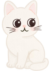 Cute Cat paper texture hand drawn illustration with transparent background