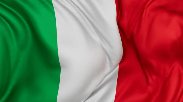 Italy or Italian Republic flag swaying in the wind, endless cycled loop video background
