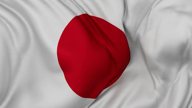 Japan flag swaying in the wind, endless cycled loop video background