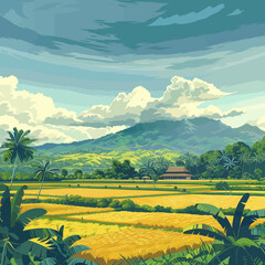 Rice field illustration 