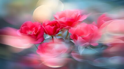 A bouquet of red roses with a soft-focus effect highlighting the vibrant petals