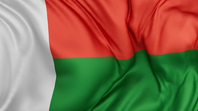 Madagascar flag swaying in the wind, endless cycled loop video background