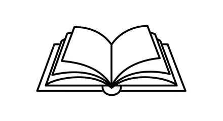 Open Book Outline Illustration with Pages and Binding Detail