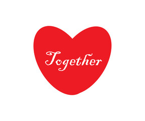 Together, the text is in a red heart on a white background,