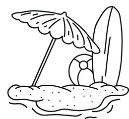outline logo beach summer illustration vector