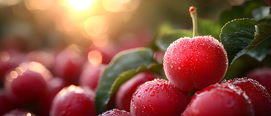 A bunch of red cherries with a single cherry on top
