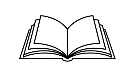 Simple Black and White Open Book Illustration