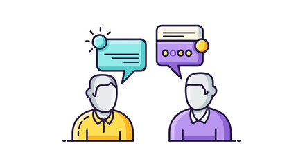 Two People Engaging in a Discussion with Speech Bubbles