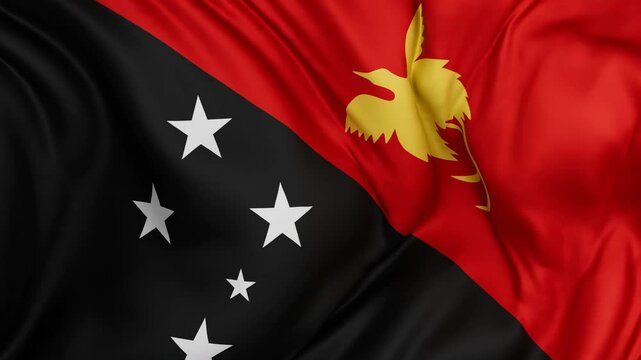 Papua New Guinea flag swaying in the wind, endless cycled loop video background