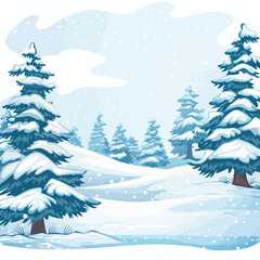 Fototapeta premium Vector tree and snow 