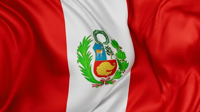 Peru flag swaying in the wind, endless cycled loop video background