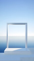 Modern Digital Artwork with Sky Blue Gradient Background