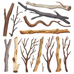 Set sticks on a white 