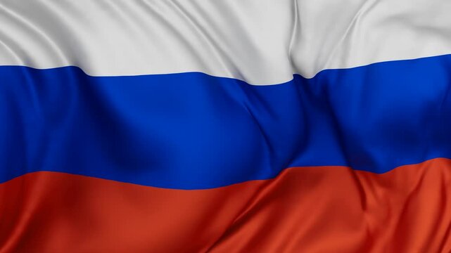 Russia or Russian Federation flag swaying in the wind, endless cycled loop video background